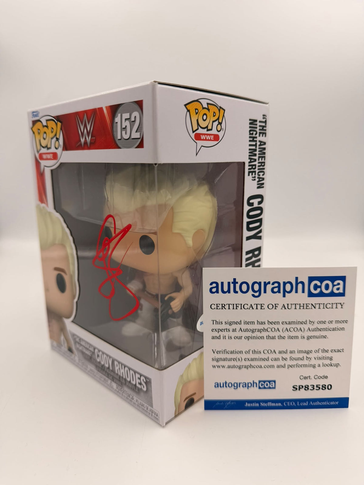 CODY RHODES - #152 - Funko Pop! - WWE - The American Nightmare - Signed - ACOA Certificate