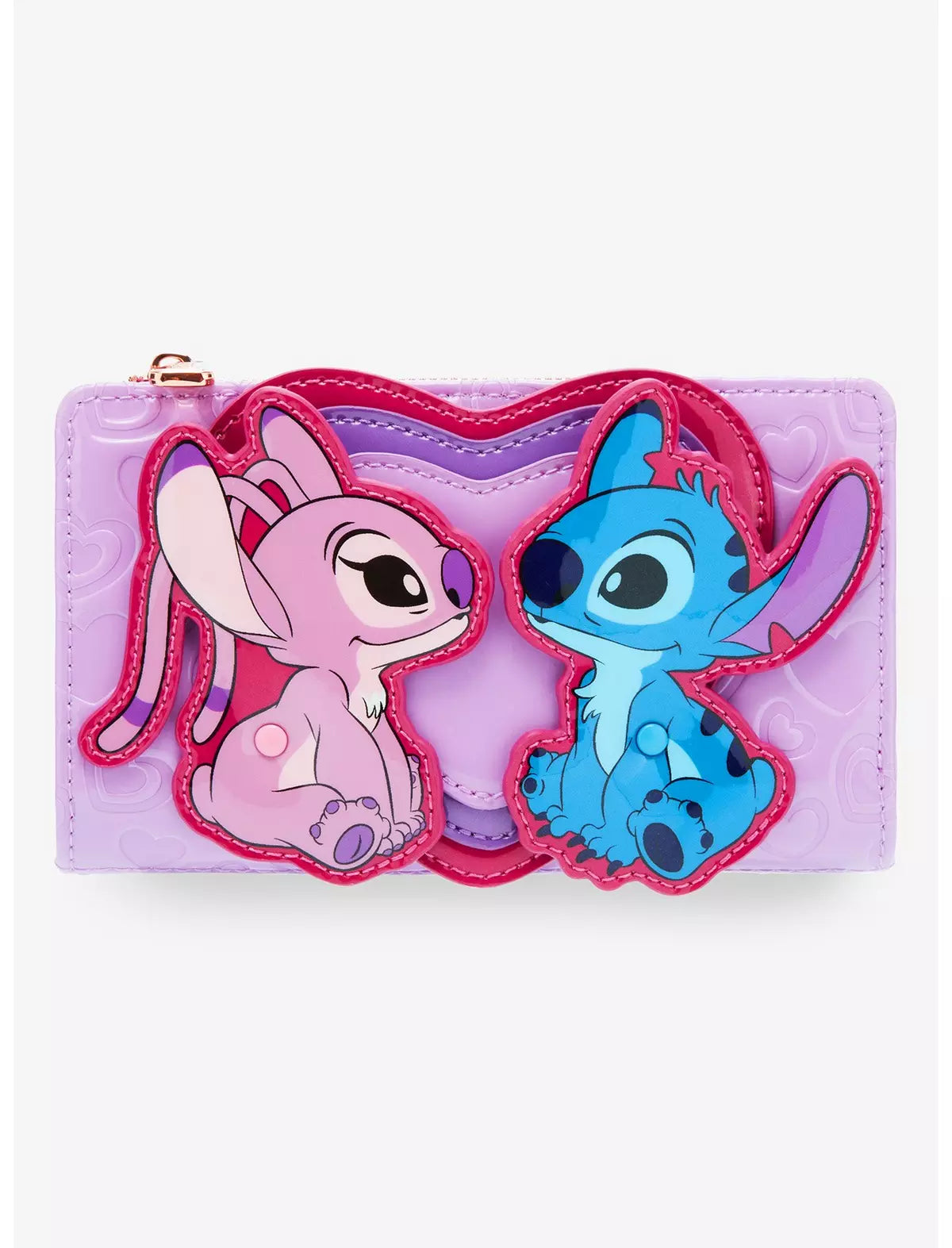 Disney Stitch and Angel Debossed Hearts Wallet - Loungefly