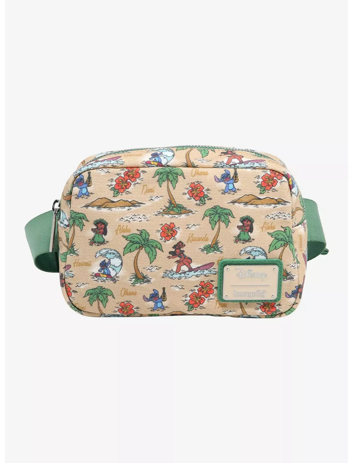Disney Lilo & Stitch Beach Scenes Allover Print Canvas Belt Bag - Loungefly