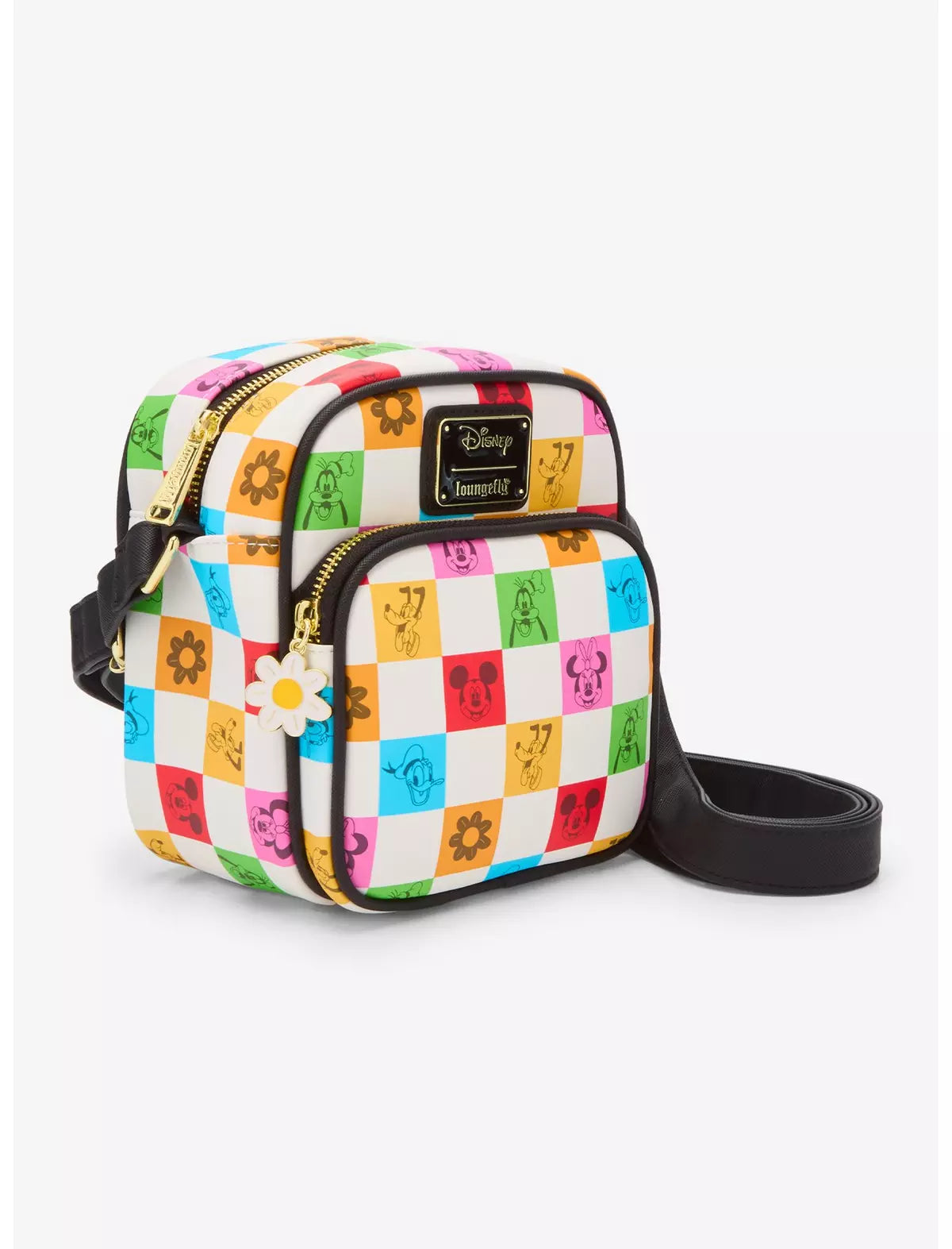 Disney Mickey Mouse & Friends Floral Checkered Crossbody - Loungefly