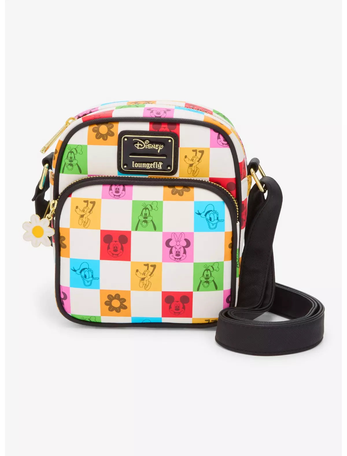 Disney Mickey Mouse & Friends Floral Checkered Crossbody - Loungefly
