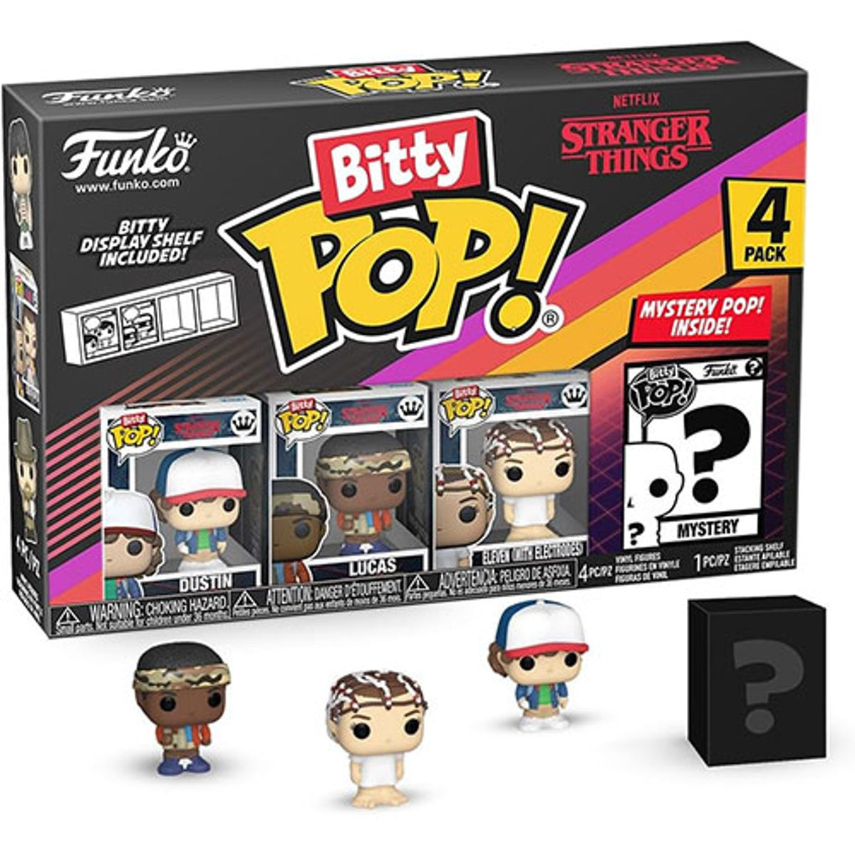 Bitty POP! 4-Pack: Stranger Things - Dustin, Lucas, Eleven (With Electrodes)