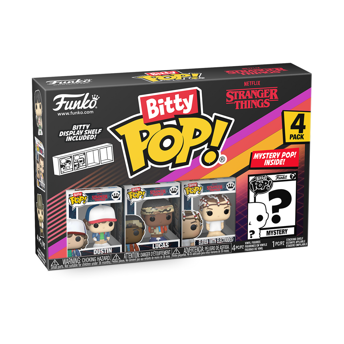 Bitty POP! 4-Pack: Stranger Things - Dustin, Lucas, Eleven (With Electrodes)