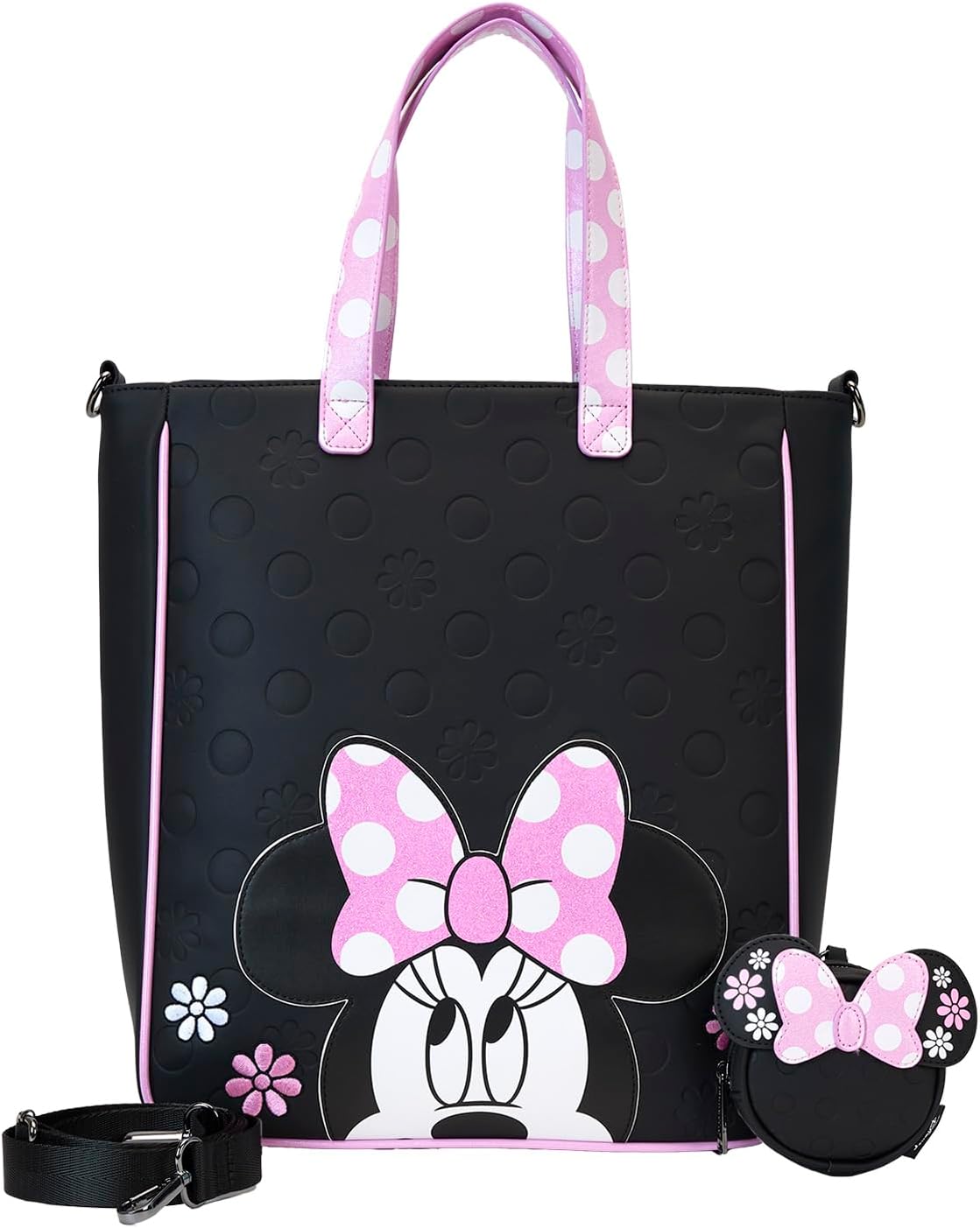 Disney Minnie Floral Rock The Dots Tote Bag with Coin Bag - Loungefly