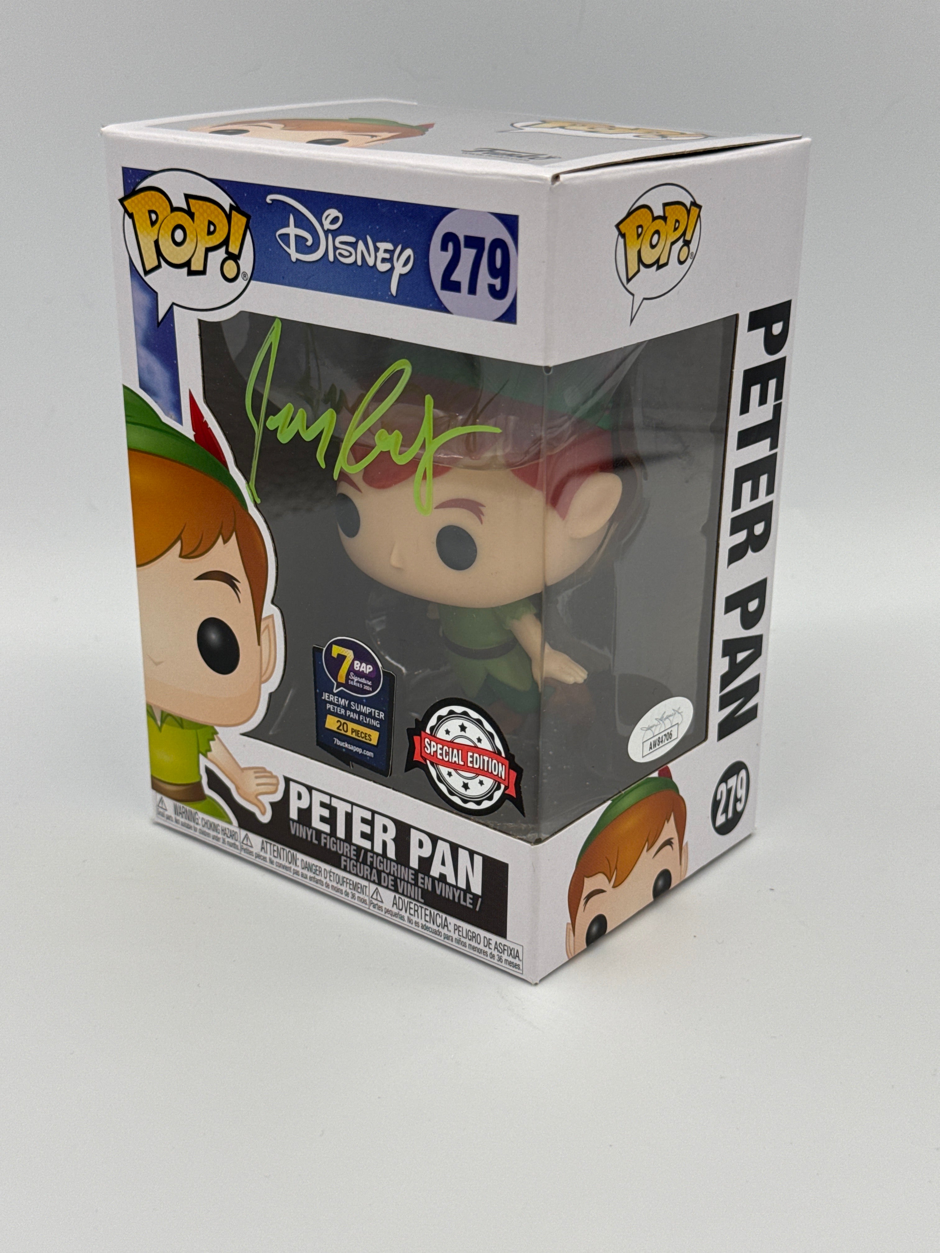 Peter Pan  - #279 -Funko Pop! - Disney - Special Edition  7 BAP - 20PCS - Signed POP! - Signed by Jeremy Sumpter
