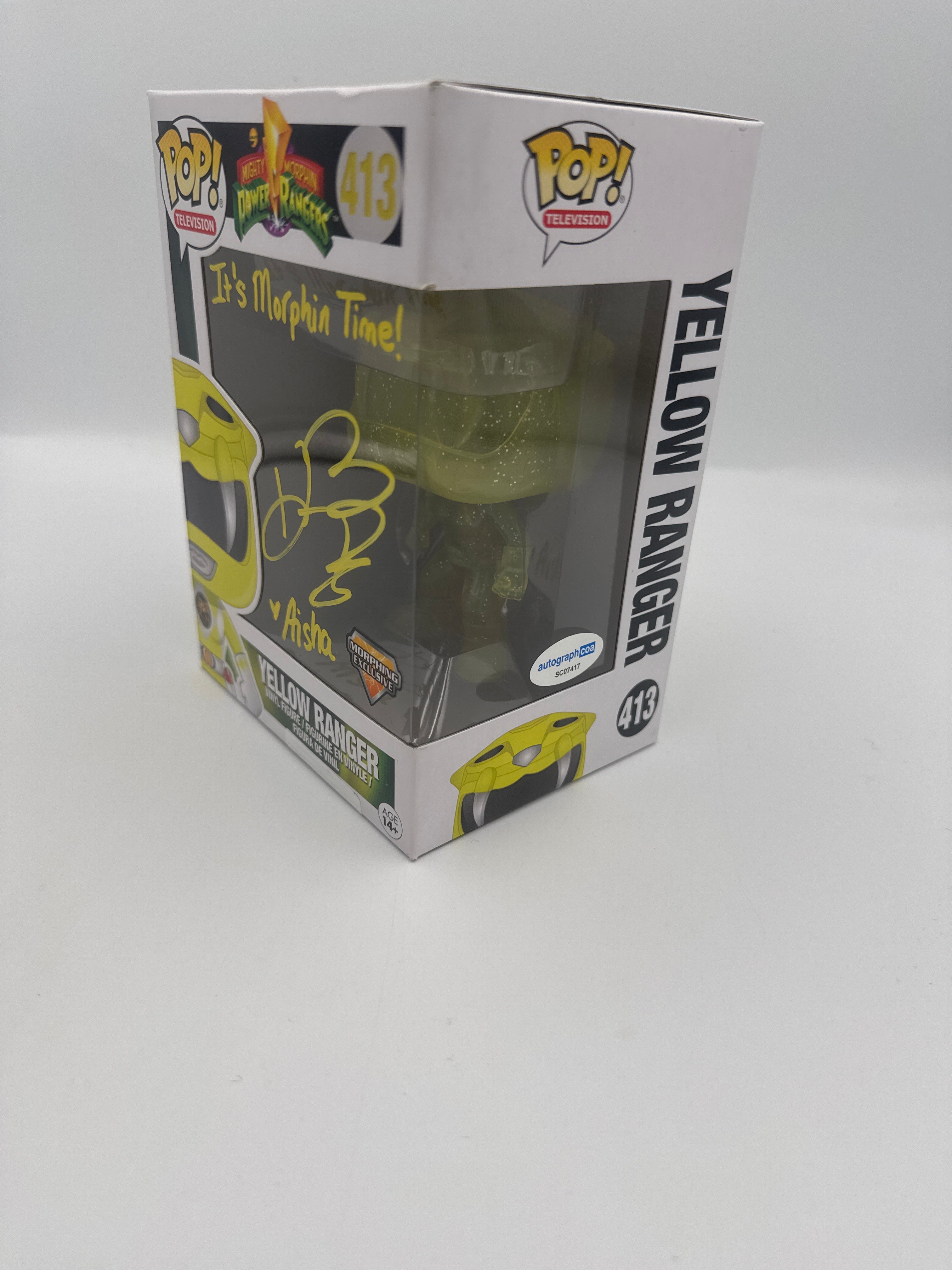 Yellow Ranger - #413 - Funko Pop! - Television - Power Rangers - Signed By Karen Ashley - Certified By Autographcoa