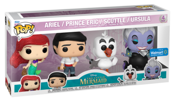Little Mermaid 4 Pk -Ariel / Price Eric/ Scuttle/Ursula - Funko Pop! - Disney - The Little Mermaid- Diamond Collection - Walmart Exclusive