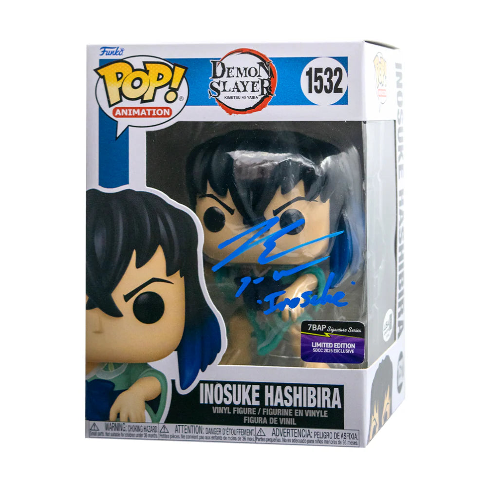 Inosuke Hashibara - #1532 - Funko Pop! - Demon Slayer - 7BAP Signature Series - Signed By Bryce Papenbrook