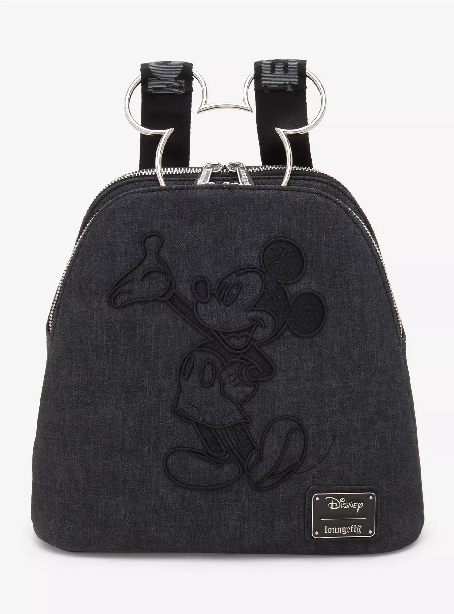 Mickey Mouse Minimal Black Denim PU Mini Backpack - Disney - Loungefly