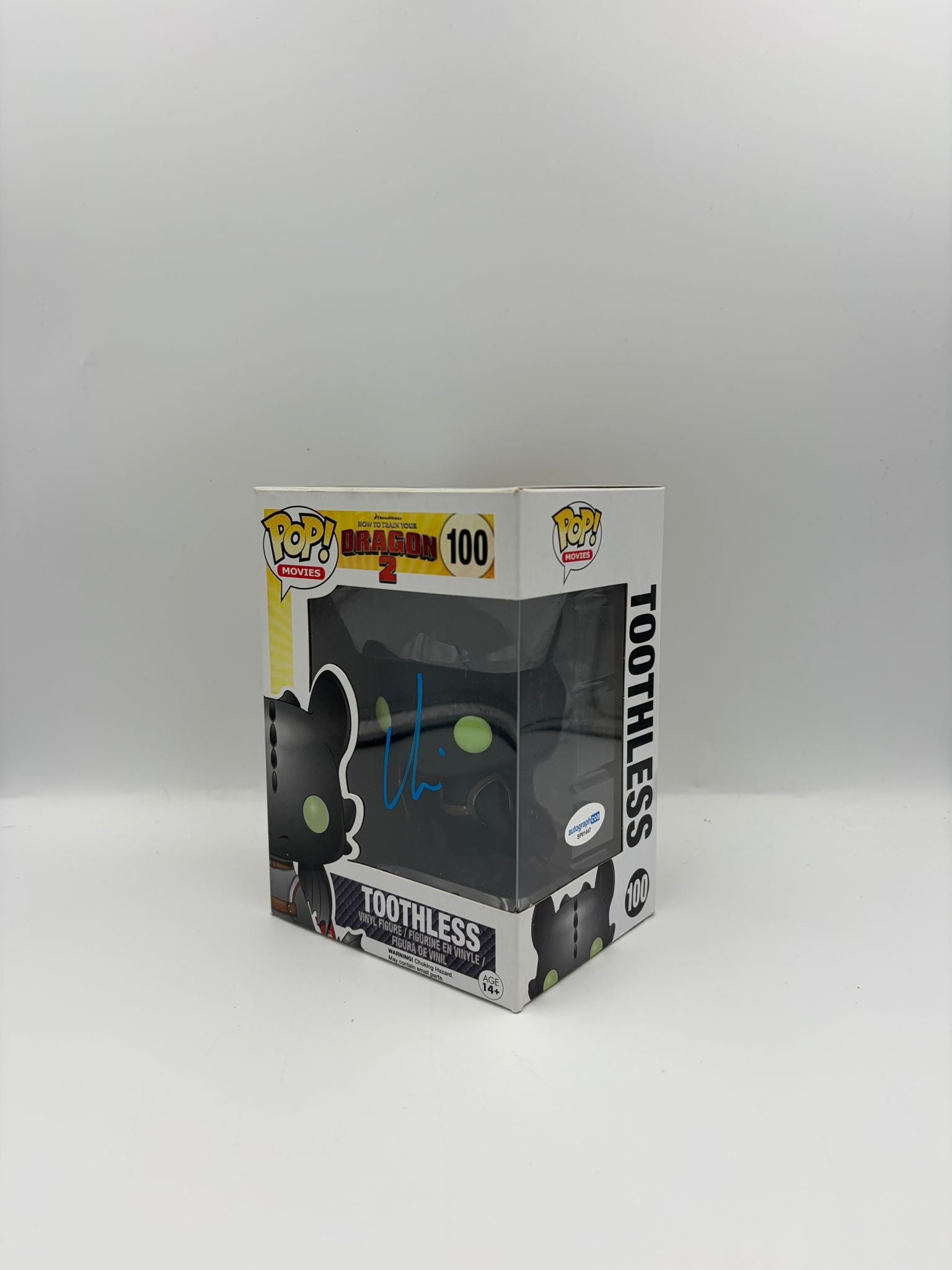 Toothless - #100- How To Train My Dragon 2 - Signed By Christopher Mintz-Plasse - Autographcoa Certified Funko Pop!