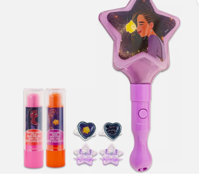 Disney Wish Cosmetic Set Light Up Mirror & 2 Flavoured Lip Balm & Gloss Set