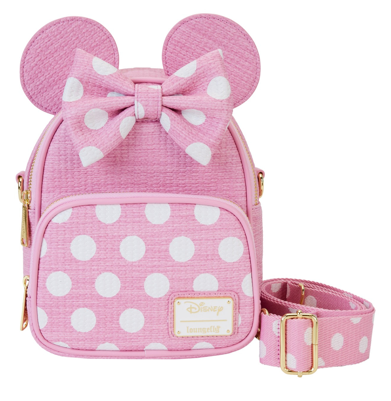 Minnie Mouse Woven Texture Convertible Mini Backpack & Crossbody Loungefly Bag