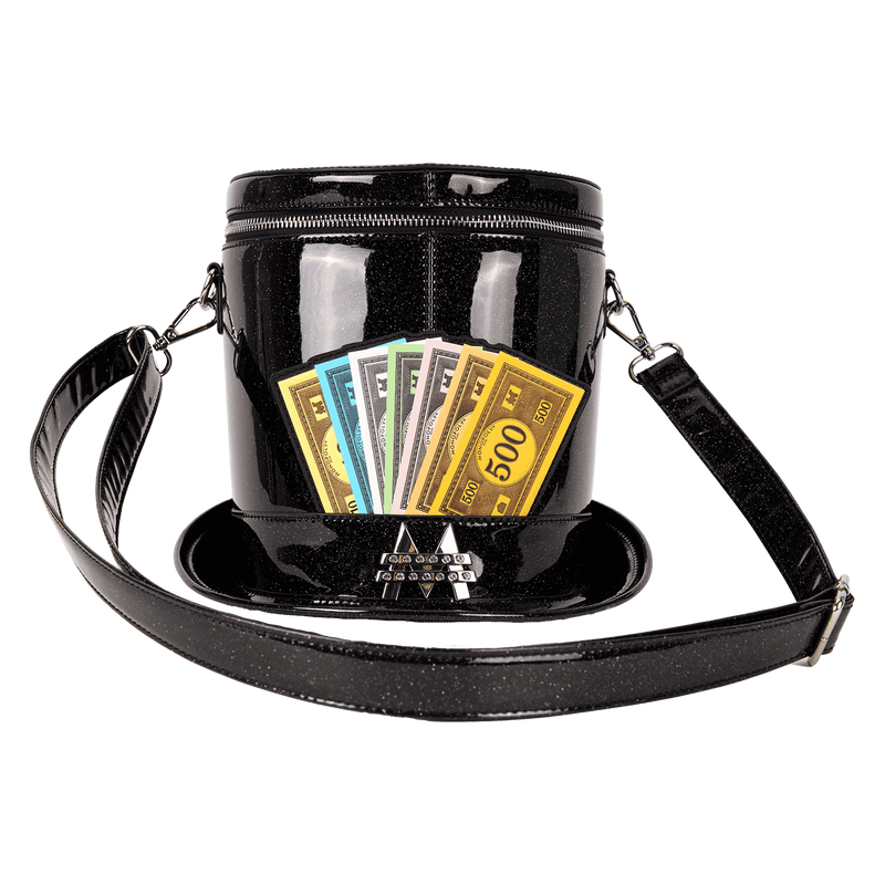 Monopoly 90th Anniversary Top Hat Glitter Figural Crossbody Bag - Loungefly