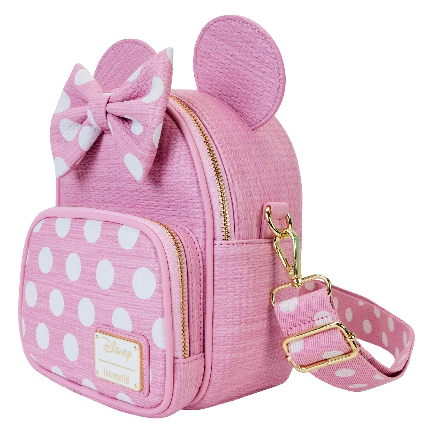 Minnie Mouse Woven Texture Convertible Mini Backpack & Crossbody Loungefly Bag