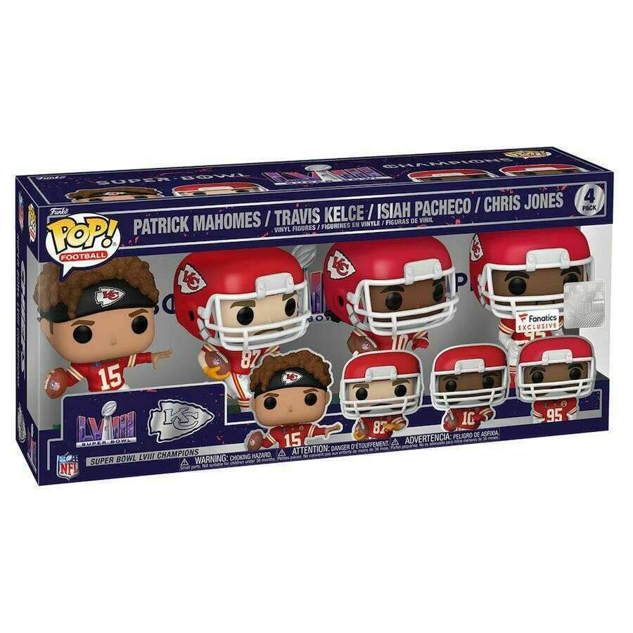 Patrick Mahomes / Travis Kelce / Isiah Pacheco / Chris Jones - 4 Pk - Funko Pop! - NFL  -  Kansas City Chiefs - Football - Fanatics Exclusive