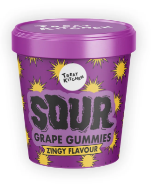 Purple Grape Flavour Super Sours Mini Tub 90g- Treat Kitchen