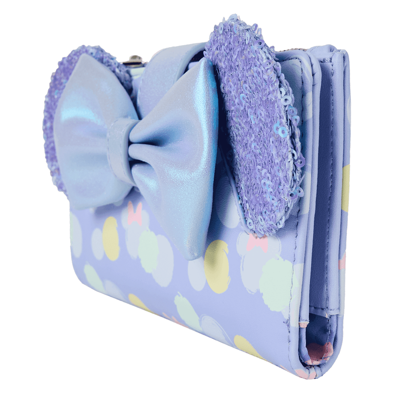 Minnie Mouse Exclusive Iridescent All-Over Print Sequin Ear Flap Wallet - Loungefly