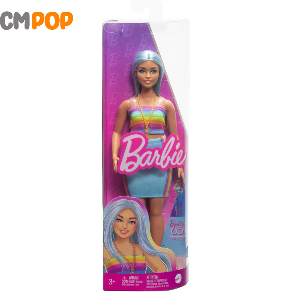 Barbie Fashionistas Doll #218 with Long Blue Hair Rainbow Top & Teal Skirt Toys & Games