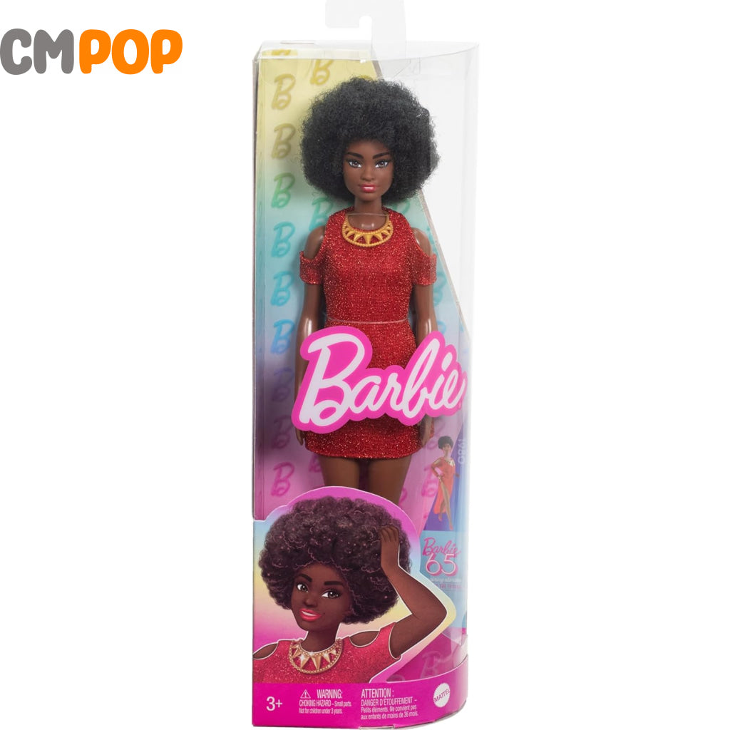 Barbie Fashionistas Doll #221 with Natural Black Hair Wearing Removable Red Dress & Accessories Toys & Games