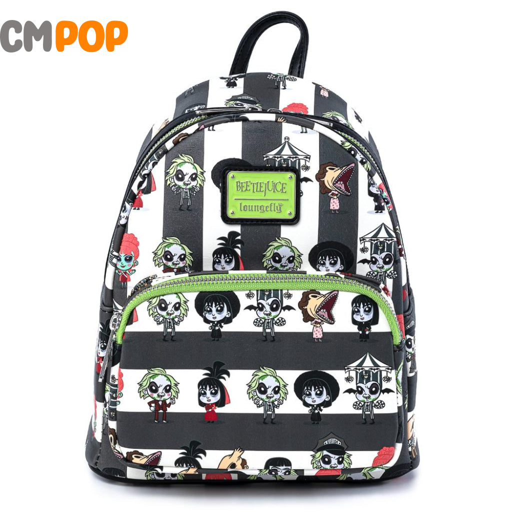 Beetlejuice Group Chibi All Over Print Mini Backpack - Loungefly