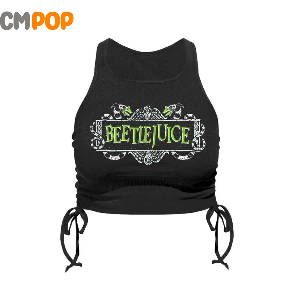 BettleJuice - Worm Logo - Women’s Gathered Side Cropped Shell Top - T-Shirt