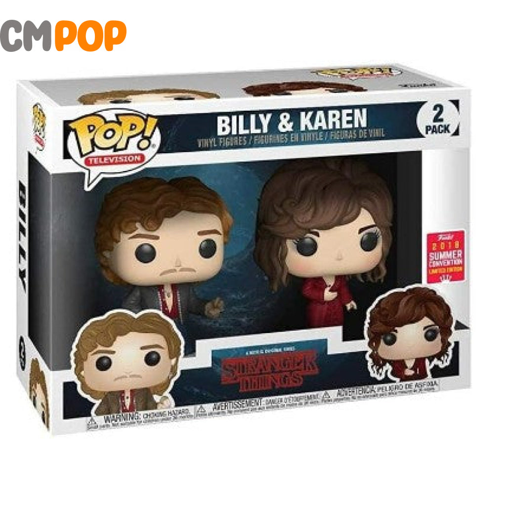 Billy & Karen - 2 Pack Funko Pop! Stranger Things 8/10 Box Condition 2018 Summer Exclusive Pop