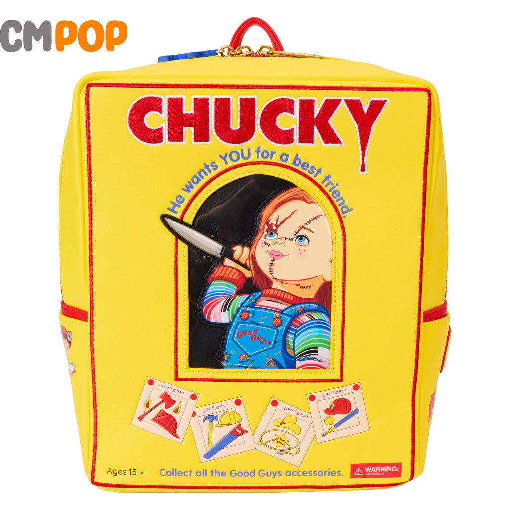 Loungefly Chucky Good Guys Box Mini-Rucksack – Vegan, Mit PVC-Sichtfenster & Detailreichem Horror-Design – Offiziell Lizenziert Loungefly Chucky Good Guys Box Mini-Rucksack – Vegan, Mit PVC-Sichtfenster & Detailreichem Horror-Design – Offiziell Lizenziert
