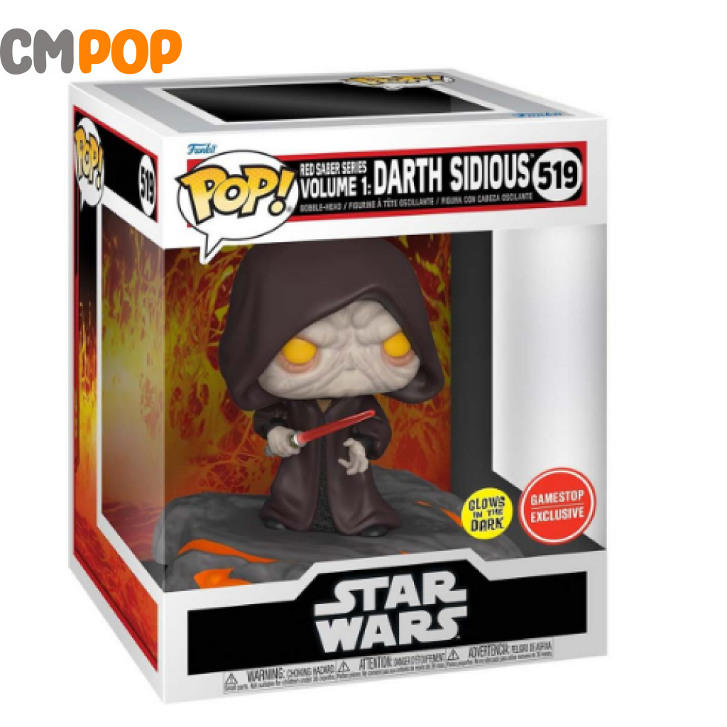 Darth Sidious - Star Wars Red Saber Series 1 #519 Funko Pop! Gitd -Gamestop Exclusive Pop