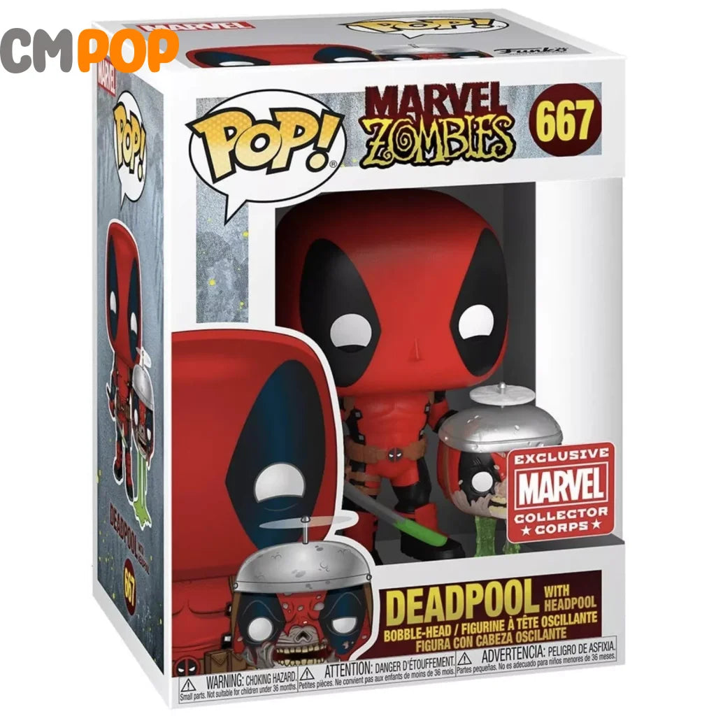 Deadpool With Headpool - #667 Funko Pop! Marvel Zomibies Collector Corps Exclusive Pop
