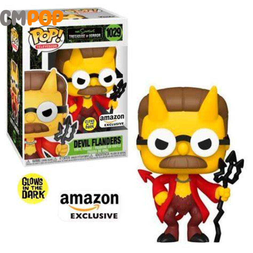 Devil Flanders - #1029 Funko Pop! The Simpsons Glows In The Dark Amazon Exclusive Pop
