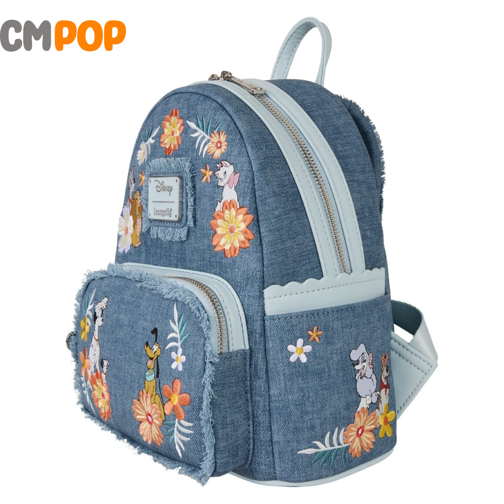 Disney dogs & cats faux denim fringe mini backpack - Loungefly Loungefly