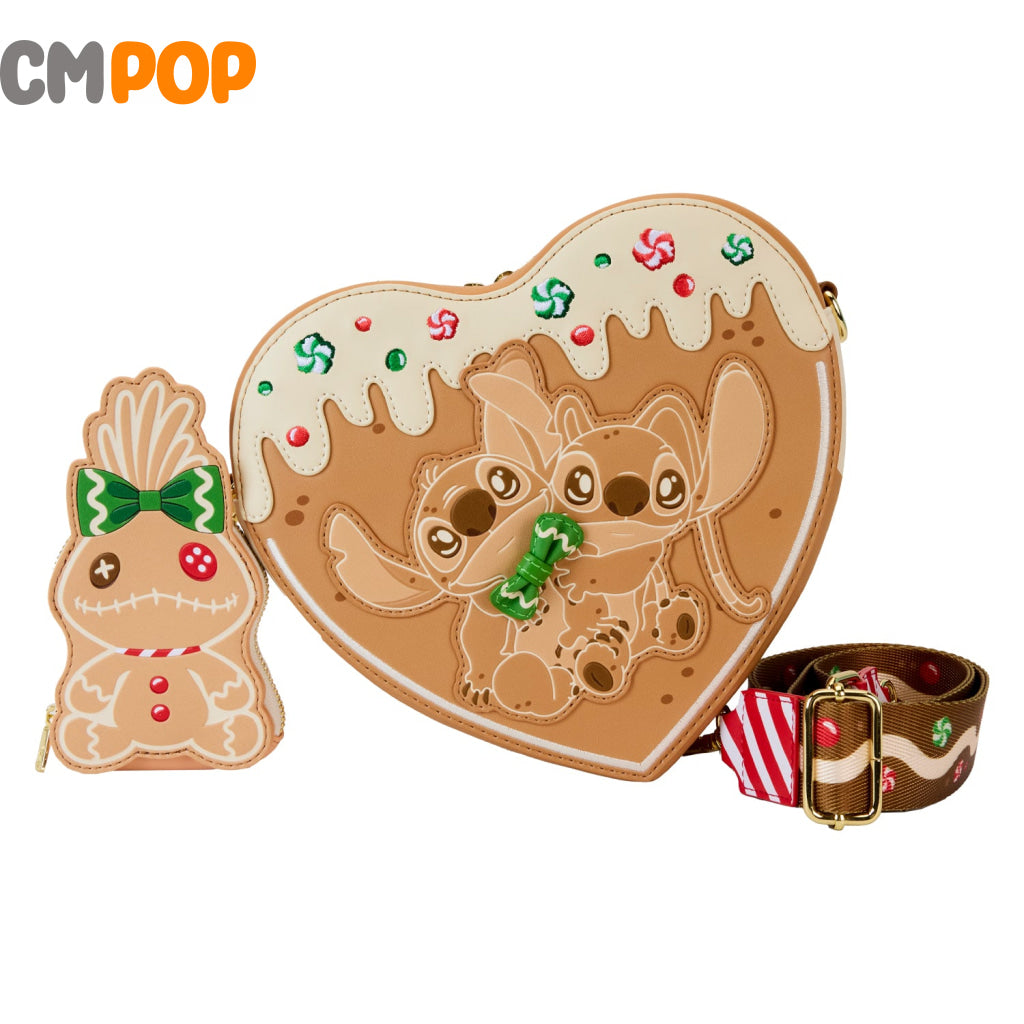 Disney Lilo And Stitch Angel Gingerbread Heart Crossbody Bag - Loungefly