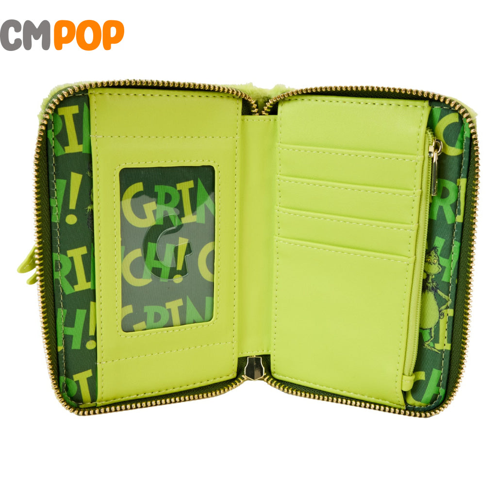 Dr Seuss Plush Grinch Glow Cosplay Zip Around Wallet - Loungefly