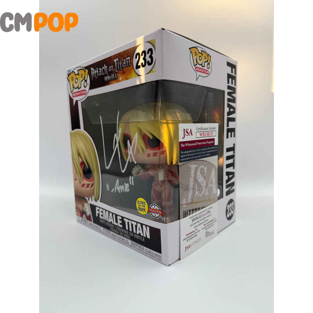 Female Titan - #233 - Funko Pop! - Animation - Attack on Titan - GITD - Special Edition - Signed by Lauren Landa