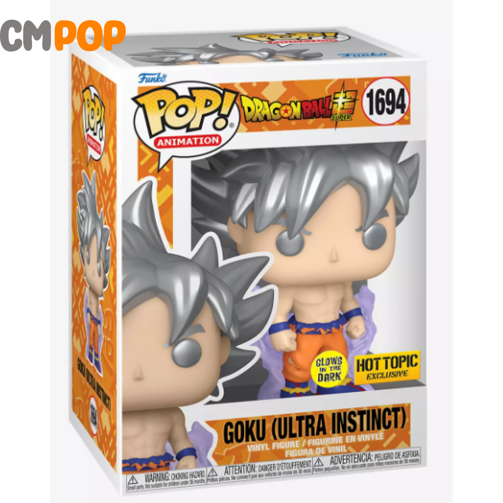 Goku (Ultra Instinct) - #1694 Funko Pop! Animation Dragon Ball Super Hot Topic Exclusive Glows In