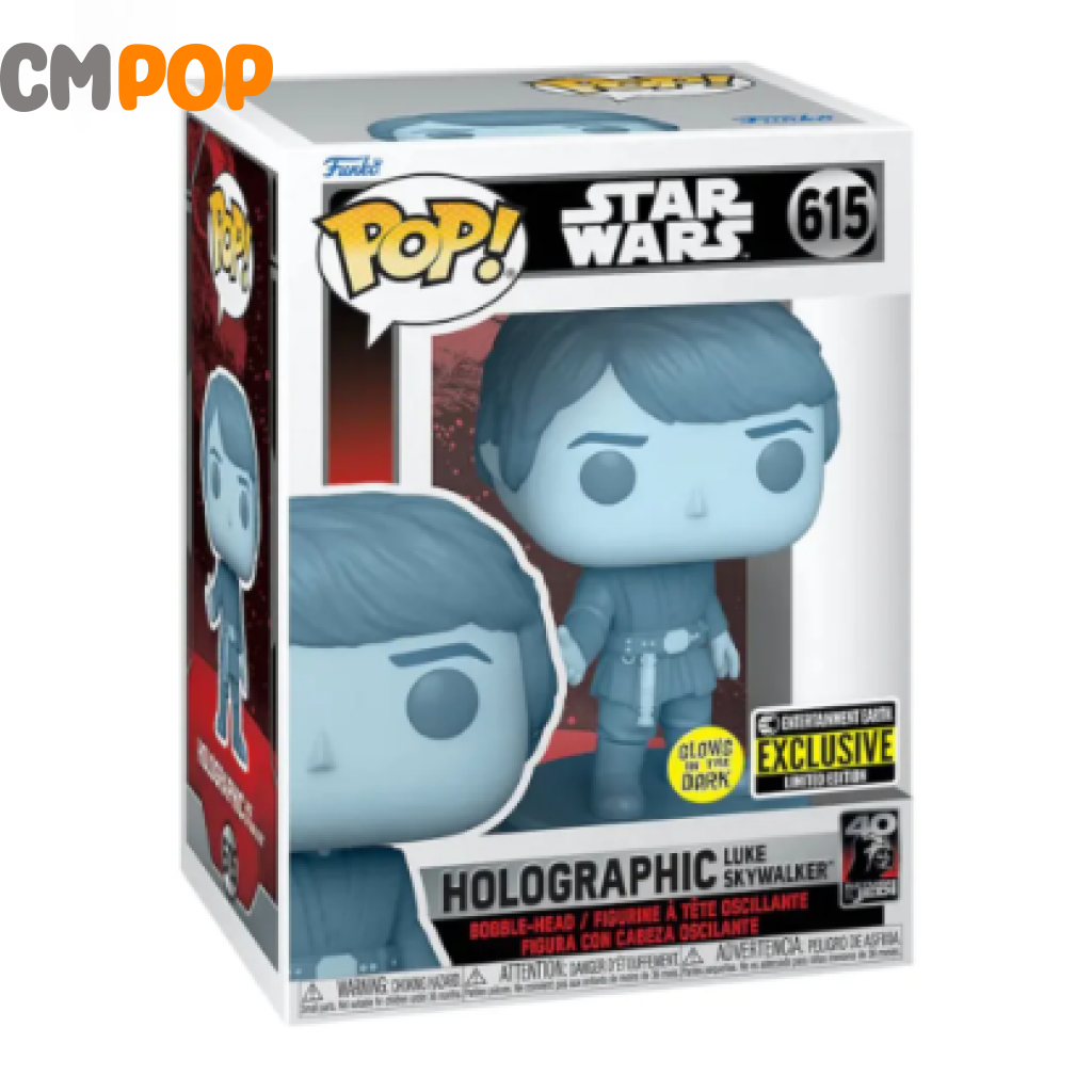Holographic Luke - #615 Funko Pop! Star Wars Gitd Entertainment Earth Exclusive Pop