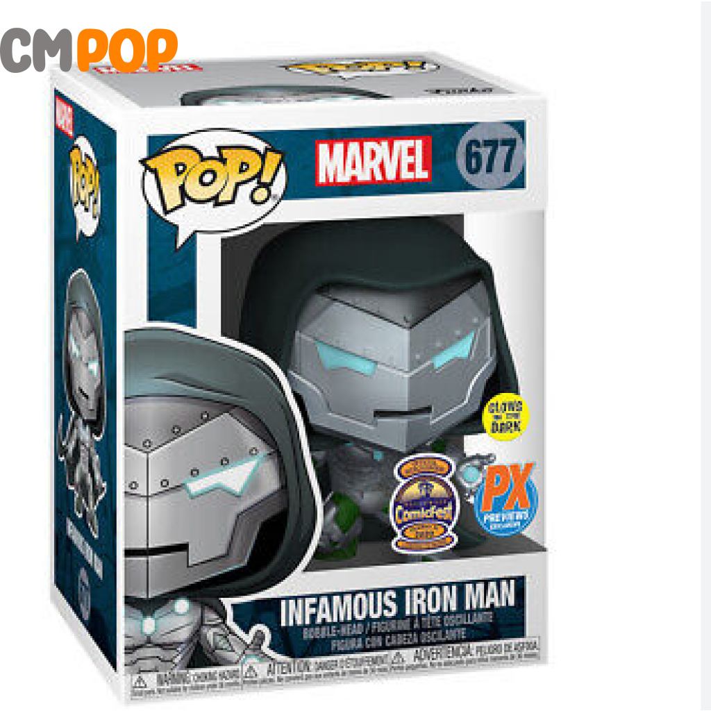 Infamous Iron Man - #677- Funko Pop! Marvel Gitd Halloween Comicfest 2020 Px Previews Exclusive Pop