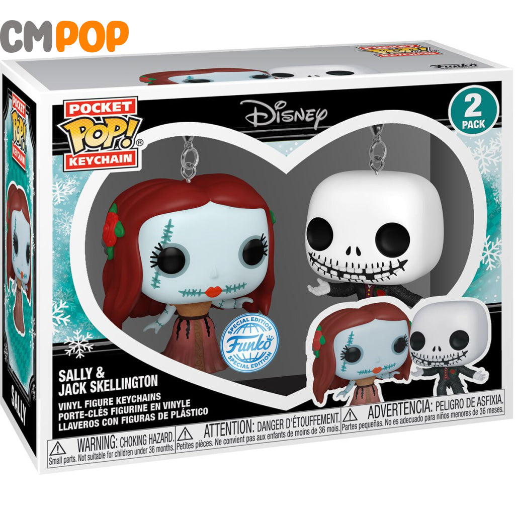 Jack & Sally Holiday 2 Pack Keychain - Funko Pop! Nightmare Before Christmas Pop