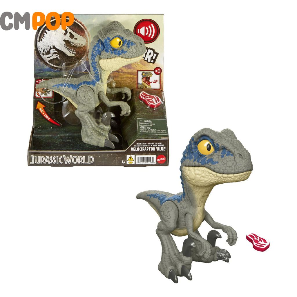 Jurassic World Mega Roar Velociraptor Blue Action Figure