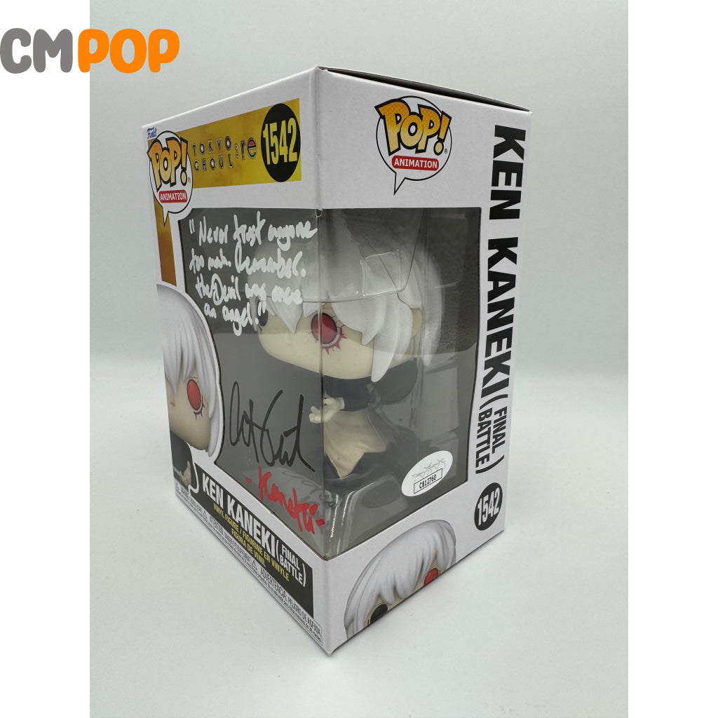 Ken Kaneki (Final Battle - #1542 Funko Pop! Animation Tokyo Ghoul Signed By Austin Tindle (White