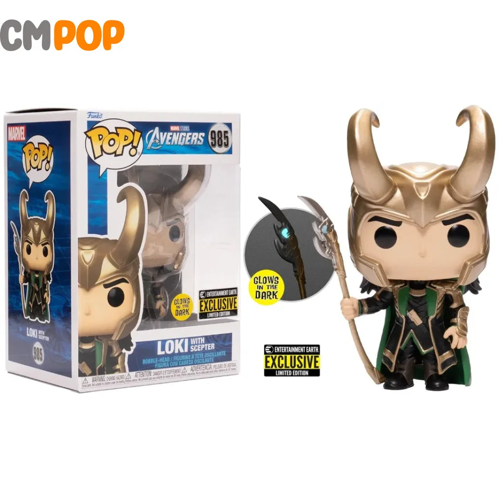 Loki With Scepter - #985 Funko Pop! Avengers -Marvel Gitd Entertainment Exclusive Pop