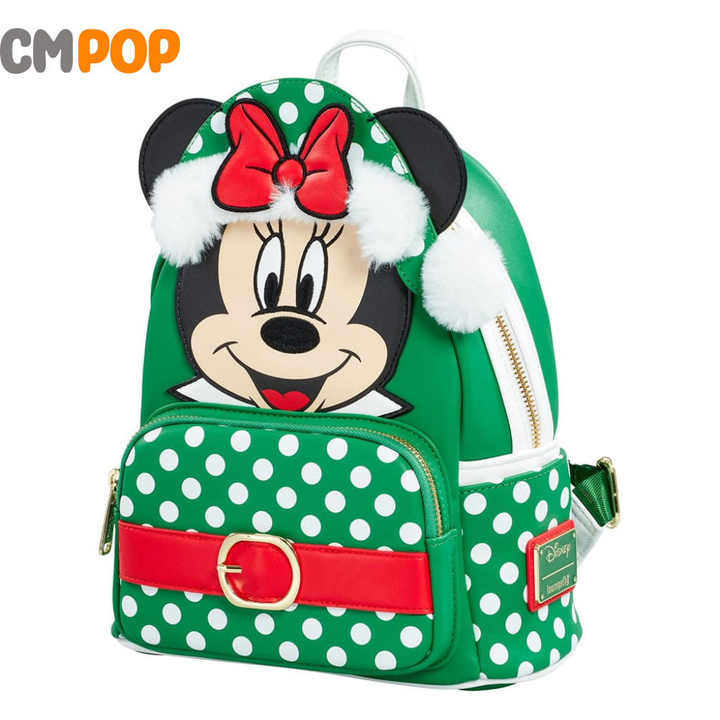 Minnie Mouse Black Polka Dot Christmas Mini Backpack - Loungefly