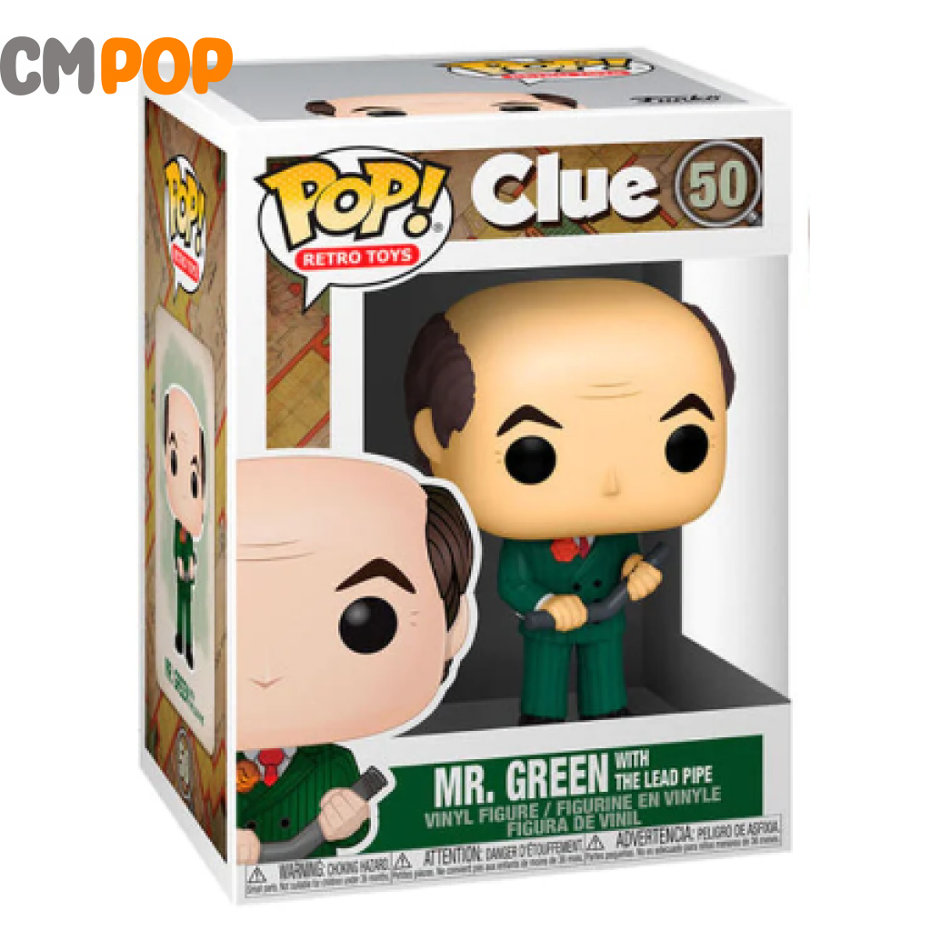 Mr. Green With Lead Pipe - #50 Funko Pop! Clue Damaged Pop