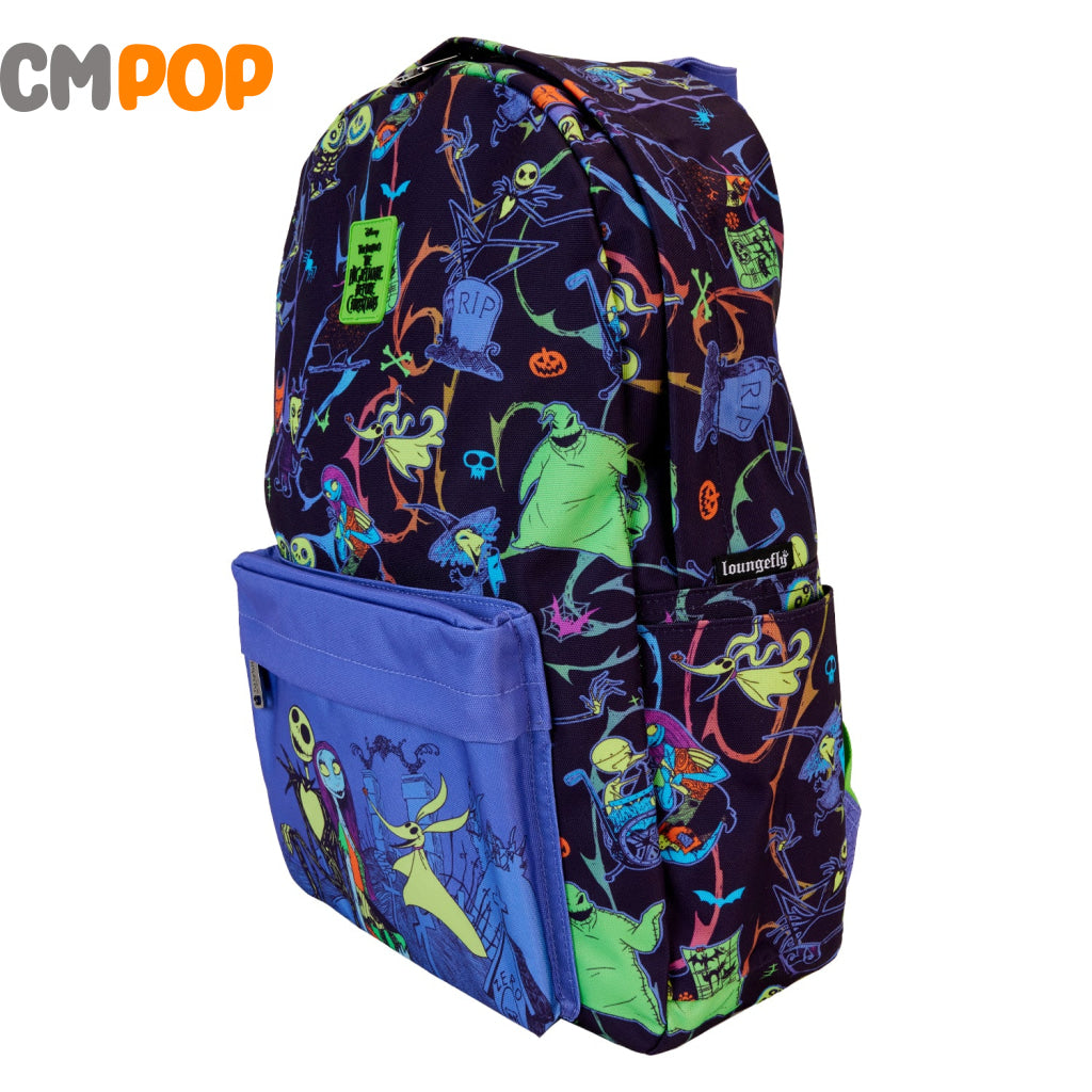 Nightmare Before Christmas Neon Gitd Full Size Nylon Backback - Disney Backpack Loungefly