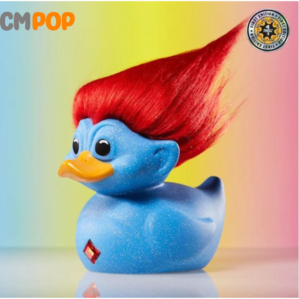 Official Trolls Glitter Blue Troll (Blue With Red Hair) - Tubbz Cosplaying Duck Collectable Funko
