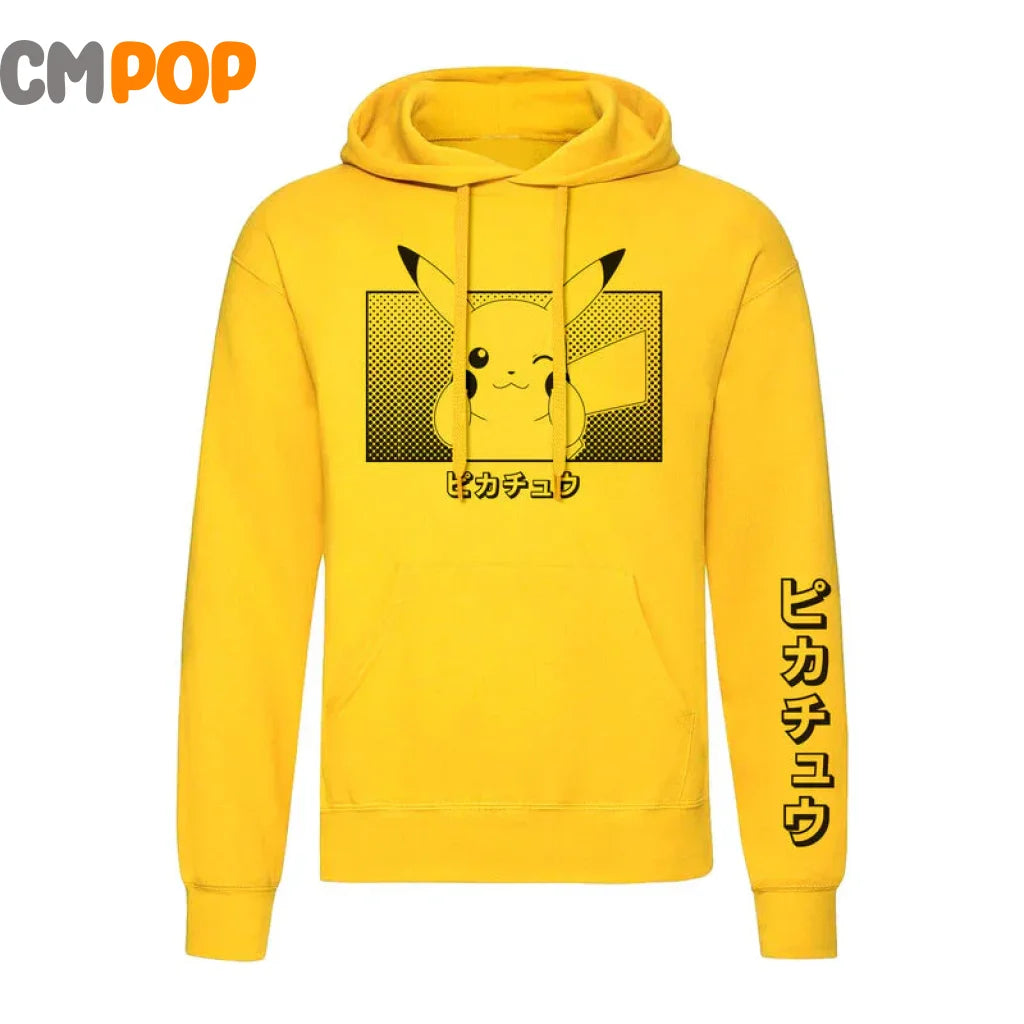 Pokemon - Pikachu Katakana (Pull Over Hoodie) - Size: Medium