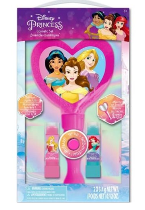 Disney Princess Lip Balm & Light-Up Mirror Gift Set