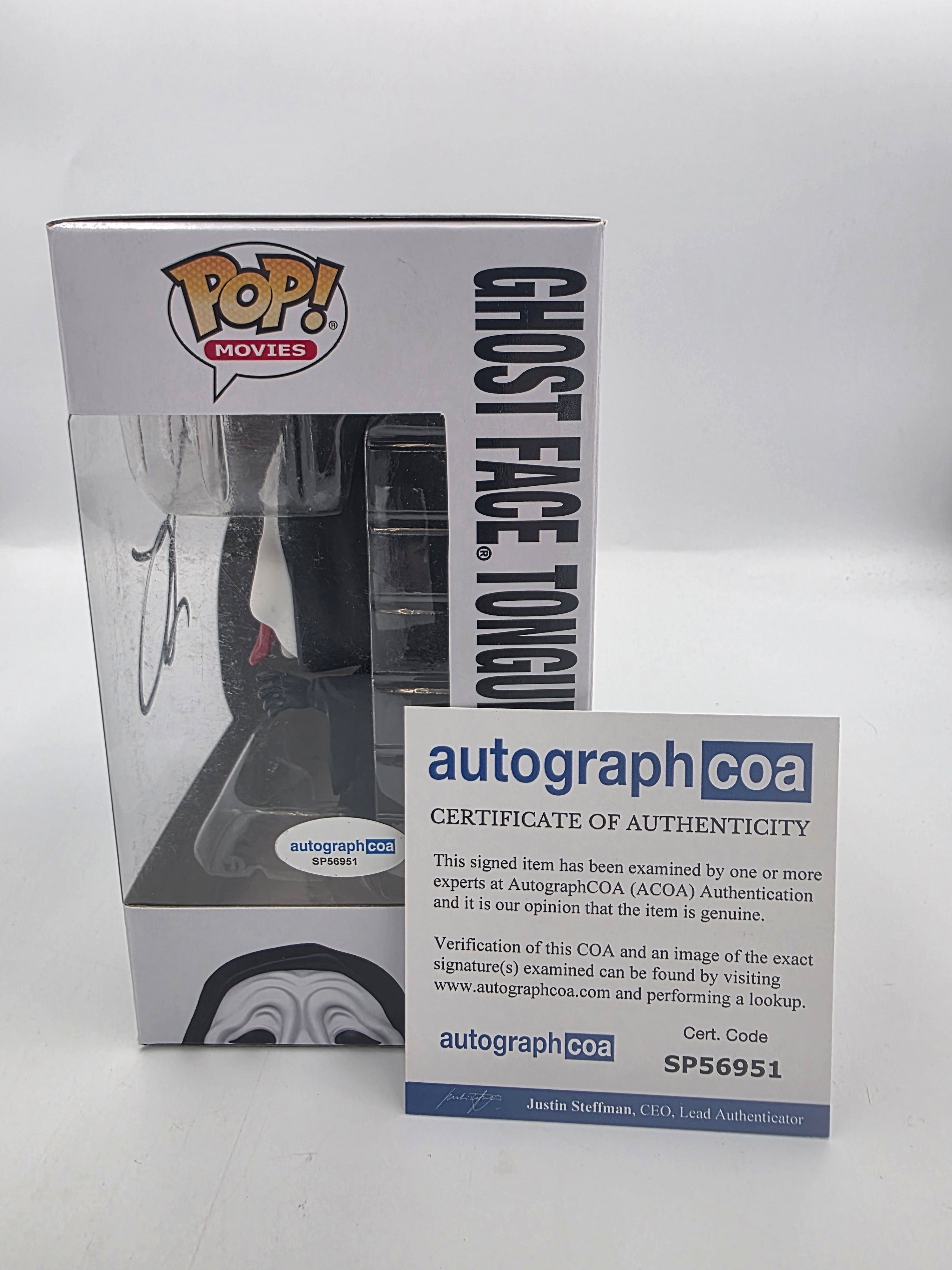 Ghost Face With Tongue - #2035 - Funko POP! Collectible Figure - Signed By Jack Quaid - Autographcoa Certificated