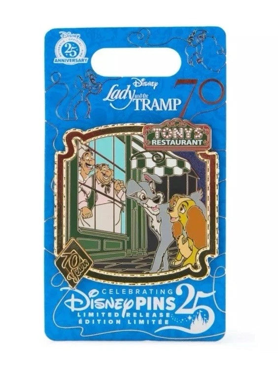 Disney Lady and the Tramp Tonyβs Restaurant - 25th Anniversary - Disney Pins - Limited Edition