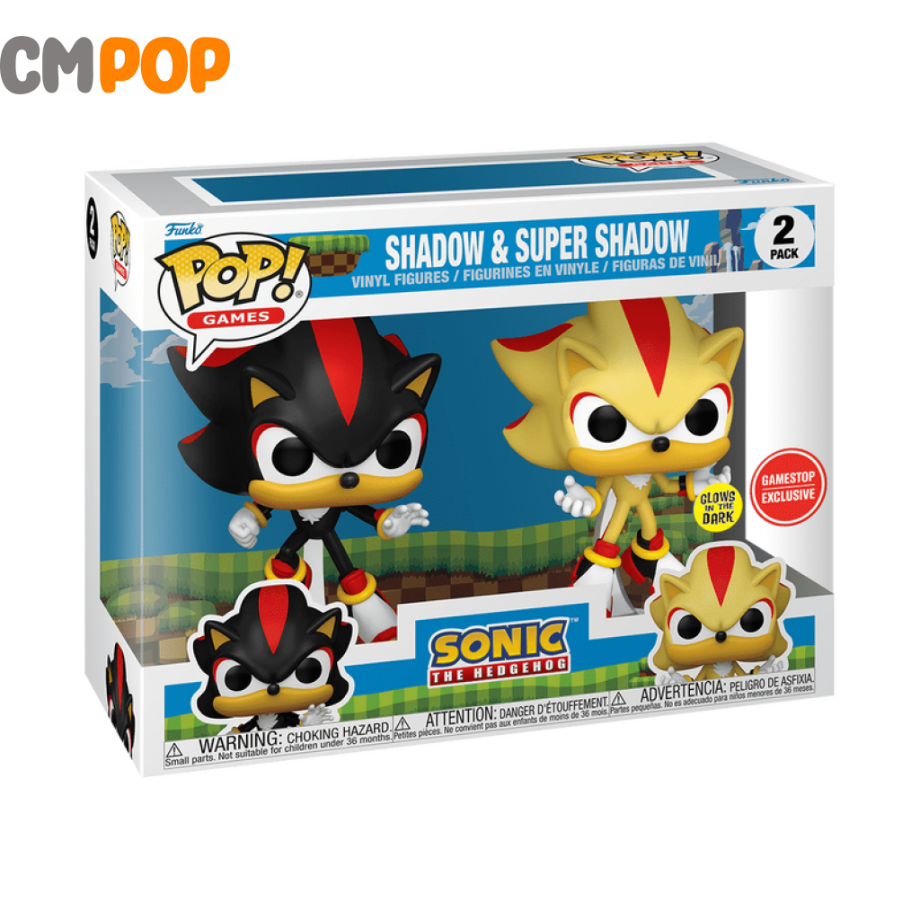 Shadow & Super - 2 Pk Funko Pop! Sonic The Hedgehog Gitd Gamestop Exclusive Pop